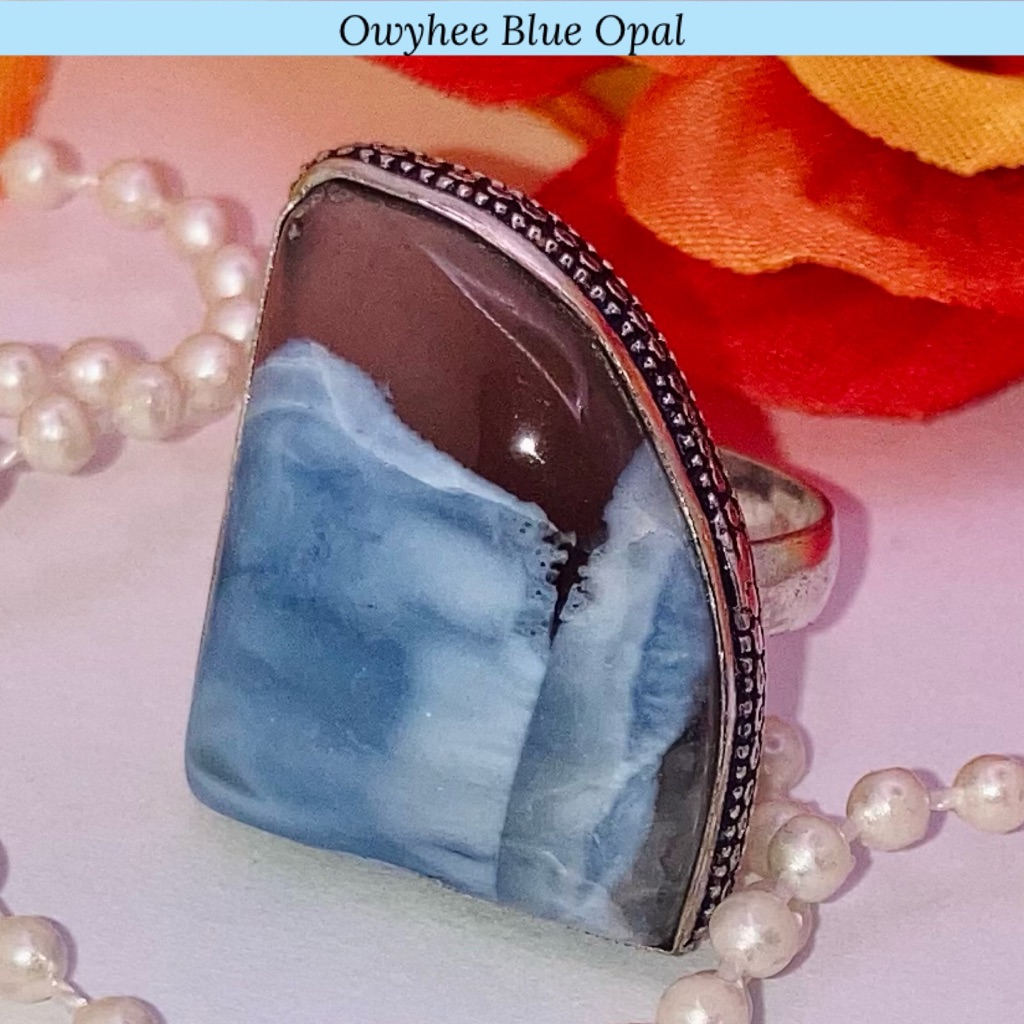 Enticing Owyhee Blue Opal Gemstone Handmade Ring